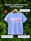 Bamboo Fabric Unisex Kids Half Sleeve T-Shirt Pack of 2 – Roaring Spring & Explore Graphic Print Soft Summer Tee Set