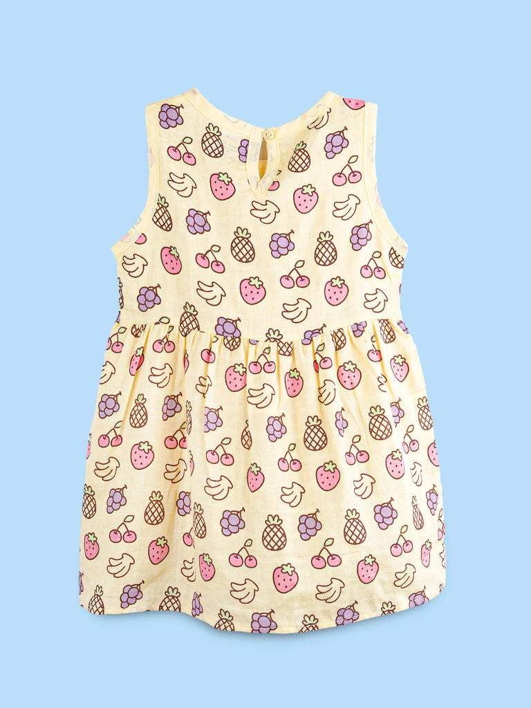 BambooTEC™ Bamboo Muslin Girls Frock – Star & Fruit Print | Pack of 2