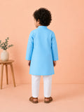 Boys Sky Blue Kurta & White Pajama Set – Traditional Festive Ethnic Wear