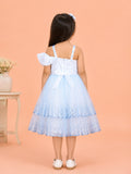 Girls Blue Partywear Frock – Sequin Embellished Bow Detail Dress