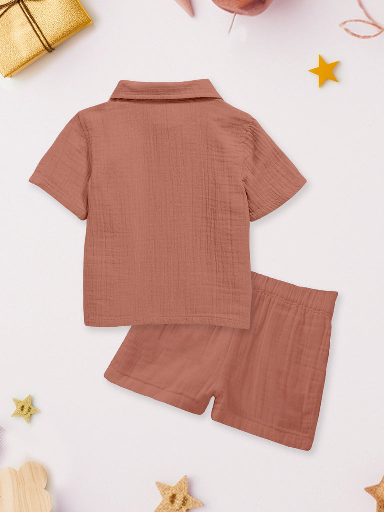 Light Linen Co-Ord Set Pack of 3 | Stylish & Comfortable Wear for Kids (White, Rust & Grey)