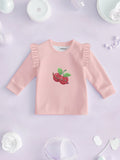 100% Bamboo Cotton Girls Full Sleeves Cherry Printed Co-Ord Set - Blush Pink