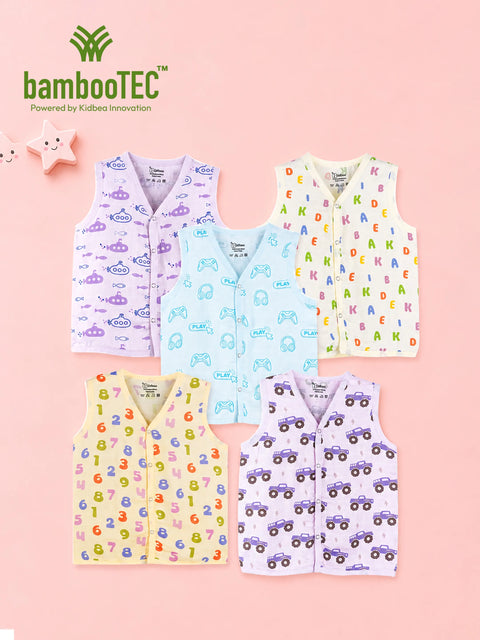 BambooTEC™ Bamboo Muslin Baby Jhabla Pack of 5 – Submarine, Alphabet, Gaming, Numbers & Monster Truck Prints