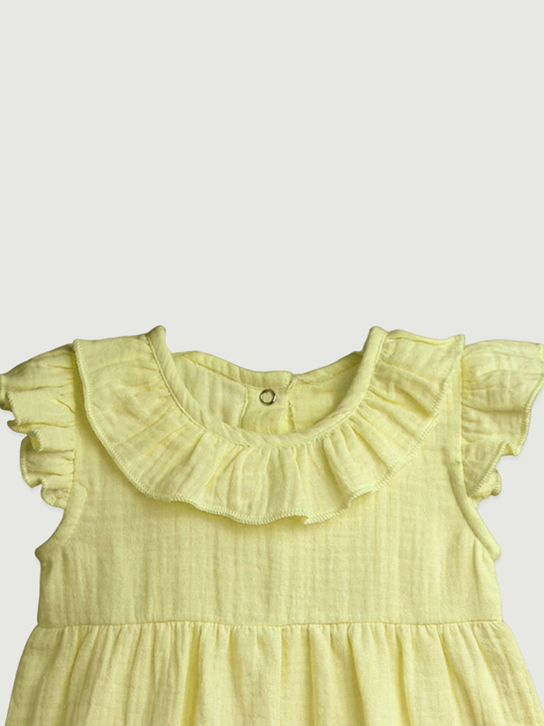 Light Linen Charming Olive Green Girls Frock | Olive Green