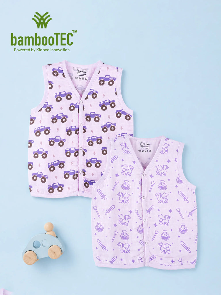 BambooTEC™ Bamboo Muslin Baby Jhabla Pack of 2 – Monster Truck & Magic Print