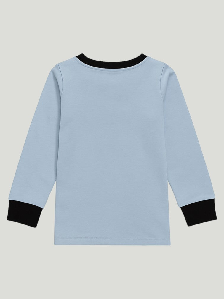Kidbea Unisex Cotton Nightwear Set for Kids | Soft Breathable Sleepwear with Cute Bee Print & Full Sleeves Top | Blue