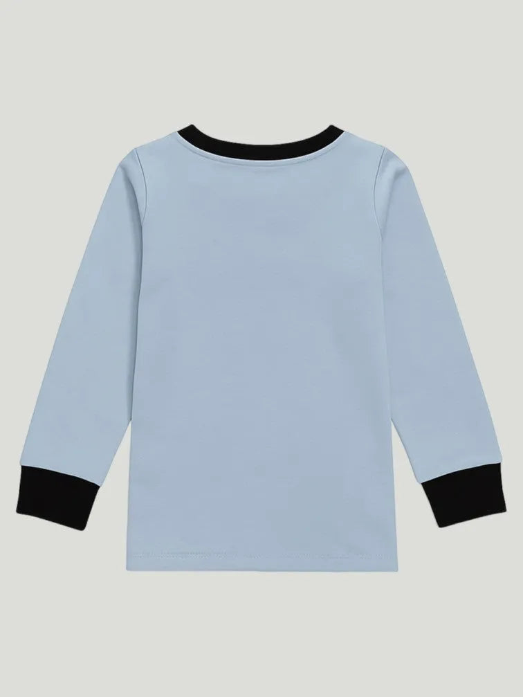 Unisex Cotton Nightwear Set for Kids | Soft Breathable Sleepwear with Cute Bee Print & Full Sleeves Top | Blue