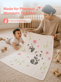 Bamboo Fabric Panda Love Print Baby Blanket | Ultra Soft Swaddle Blanket | 110 × 110 cm