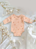 Premium Unisex 100% Bamboo Ultra-Soft fabric Pack of 3 Onesies with Beautiful Prints  - Grey, Orange & Off White