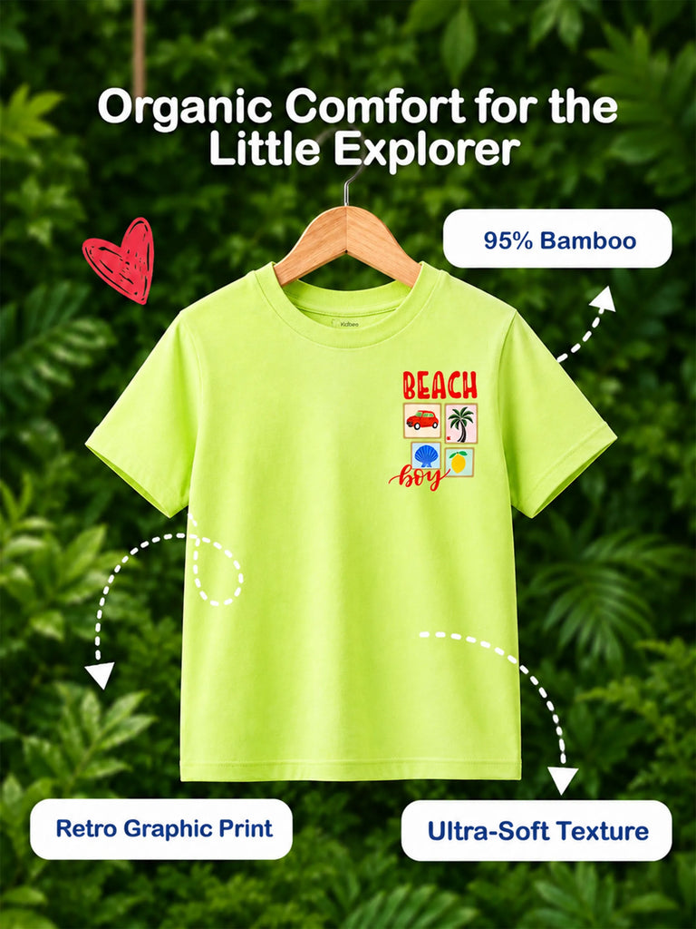 Bamboo Fabric Unisex Half Sleeve T-Shirt Pack of 3 – Sea Play, Beach Boy & Donut Worry Graphic Print Soft Summer Tee Set