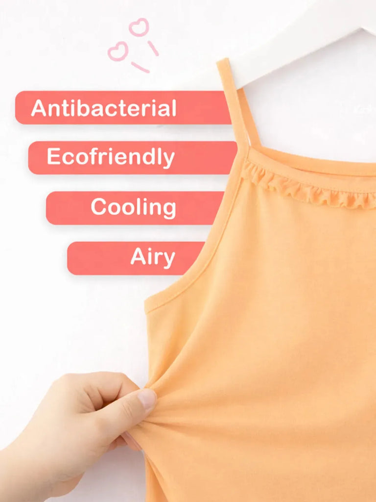 Bamboo Camisole for Kids Pack of 3 (White & Peach & Mint Green) – Soft, Breathable & innerwear