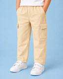 Unisex Light Beige Cotton Kids Cargo Pants – Comfortable Everyday Bottomwear