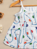 Premium Extra Soft Muslin Baby Girls Frock | Colorful Car Print