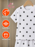 Organic Cotton Unisex Kids Co-ord Set Pack of 3 – Soft Breathable Leaf, Pizza & Star Print T-Shirt & Shorts Set