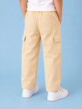 Unisex Light Beige Cotton Kids Cargo Pants – Comfortable Everyday Bottomwear