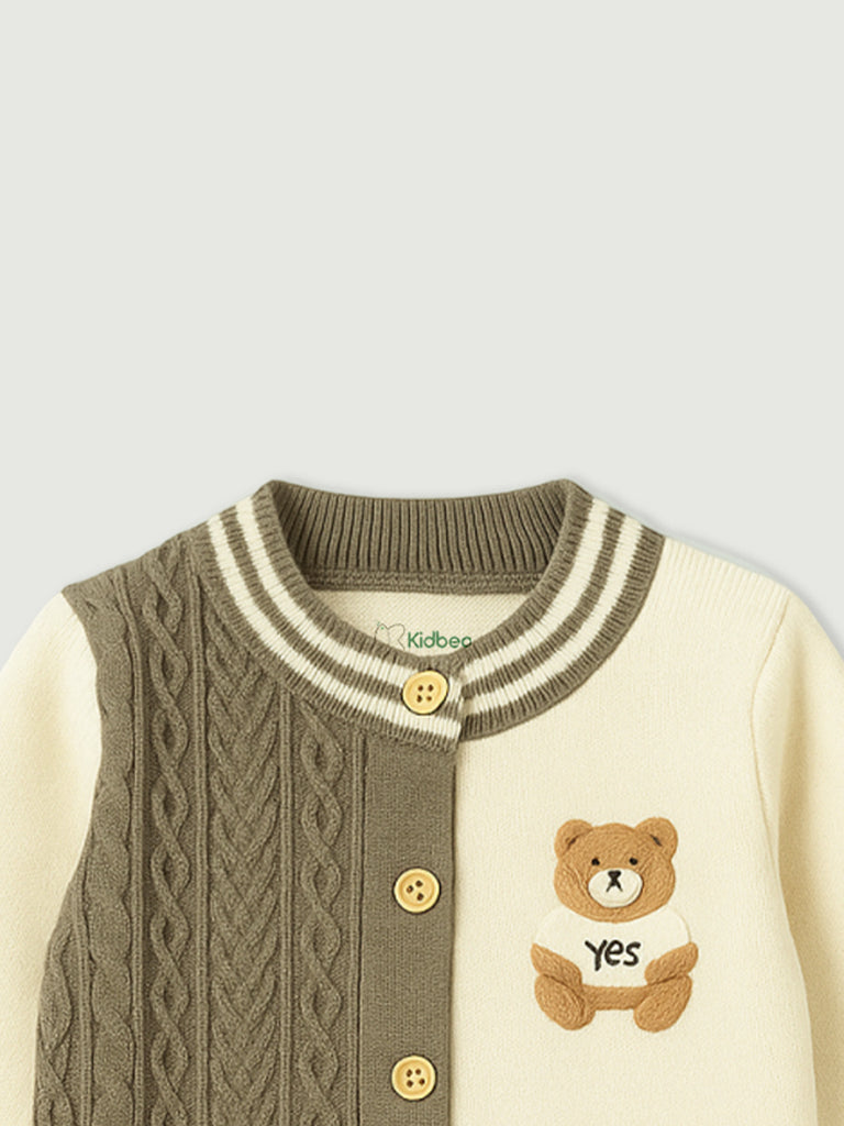 Organic Cotton Baby Winter Cardigan | Soft Knitted Bear Sweater