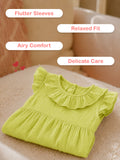 Light  Organic cotton  Charming Olive Green Girls Frock | Olive Green