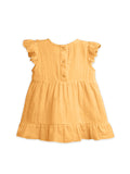 Light Linen Girls Dress Set | Pack of 2 (Green & Mustard Yellow)