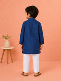 Boys Navy Blue Kurta & White Pajama Set – Traditional Festive Ethnic Wear