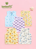 BambooTEC™ Bamboo Muslin Baby Jhabla Pack of 5 – Helicopter, Numbers, Monster Truck, Travel & Chess Prints