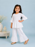 Girls White Kurta & Sharara Set – Embroidered Festive Ethnic Wear