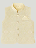 Boys Kurta Pajama with Elegant Embroidered Jacket | Ethnic Set for Weddings & Festivals | Cream