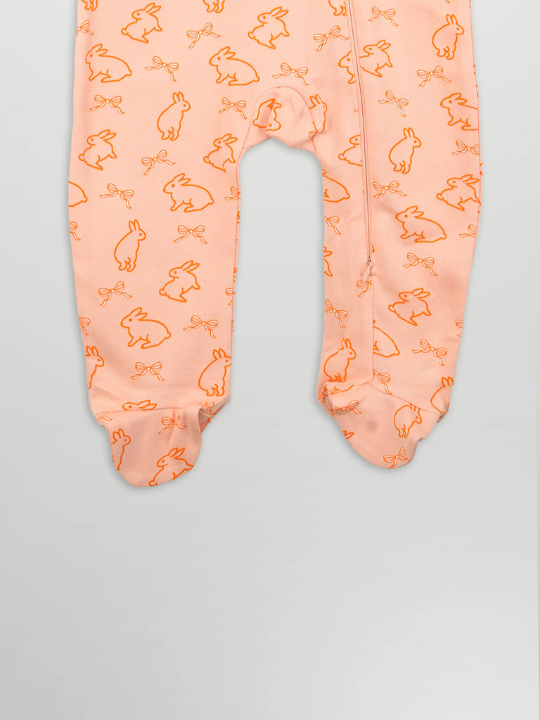 Organic Cotton Baby Romper – Soft Breathable Bunny Print Full Sleeve Zip Sleepsuit