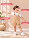 Kids Cotton Dungaree Set with T-Shirt – Beige Suspender Romper & White Tee Set