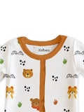 100% Organic Cotton Baby Rompers/Bodysuits – Set of 4 with Bear, Animal, Tiger & Heart Patterns