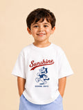 Unisex Bamboo Fabric White Sunshine Print Oversized T-Shirt