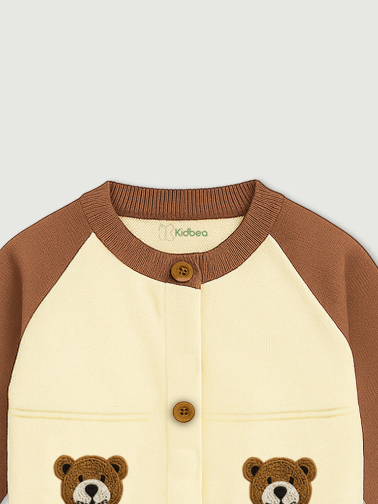 Baby Winter Knitted Cardigan | Organic Cotton Bear Sweater