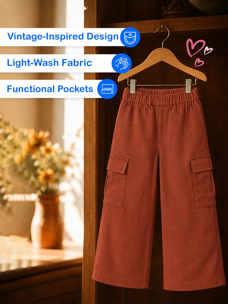 Unisex Brown Cotton Kids Cargo Shorts – Comfortable Everyday Bottomwear
