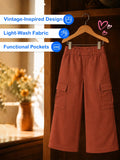 Unisex Brown Cotton Kids Cargo Shorts – Comfortable Everyday Bottomwear