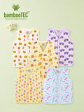 BambooTEC™ Bamboo Muslin Baby Jhabla Pack of 5 – Fast Food, Monster Truck, Camera & Numbers Prints