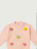 Baby Girls Faux Fur Winter Sweater | Ultra-Soft 3D Heart Pullover
