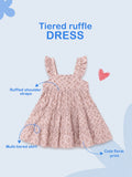 Girls Sleeveless Ruffle Floral Dress | Organic Cotton Summer Frock