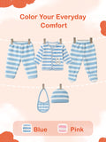 Unisex Baby Winter Wear – 5 Piece Cozy Cotton Set with Cardigan, Pants, Footed Bottom, Cap & Bib