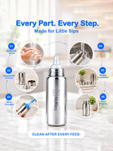 Stainless Steel Feeding Bottle & Nipple (250 ML)