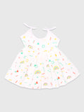 Extra Soft Muslin  Fabric Baby Girls Frock | Pack of 6 | Mickey, Tiger, Space, Rainbow, Butterfly and Cute Chick Print
