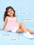 Girls Cotton Dress – Light Pink Sleeveless A-Line Dress with Bow Details