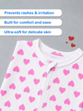 Organic cotton Heart Print Romper/Bodysuit - Pink