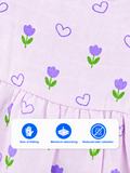 BambooTEC™ Bamboo Muslin Baby Frock – Tulip & Heart Print, Soft & Breathable Dress
