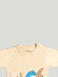 Organic Cotton Onesie, T-shirt & Pant 3 Piece Set Animal Printed for Unisex Baby - Peach & Brown