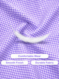 Girls Cotton Gingham Frock – Lavender Check Dress with White Bow Details