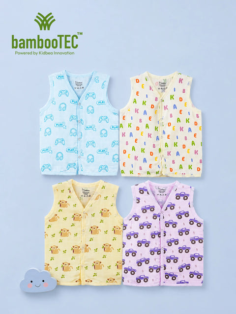 BambooTEC™ Bamboo Muslin Baby Jhabla Pack of 4 – Gaming, Alphabet, Monkey & Monster Truck Prints