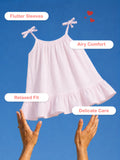 Organic Cotton Girls Sleeveless Summer Dress with Ruffle Hem - Pink