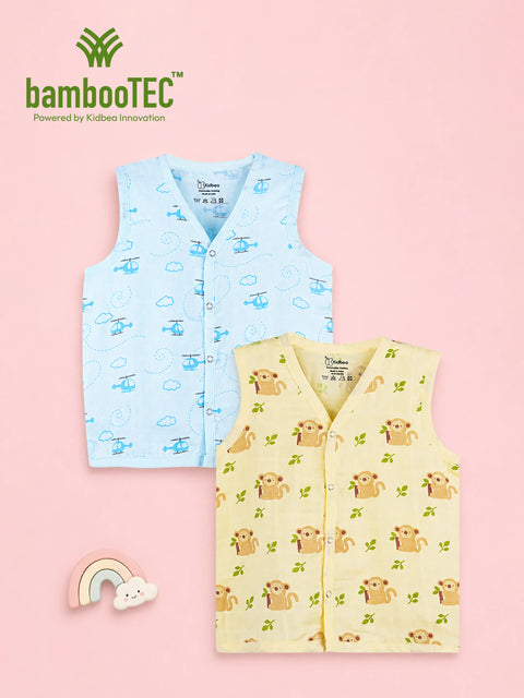 BambooTEC™ Bamboo Muslin Baby Jhabla Pack of 2 – Helicopter & Monkey Print