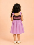 Light Organic Cotton Lavender Embroidered Knot Strap Frock