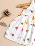 Extra Soft Muslin Baby Girls Frock Pack of 2 – Ice Cream & Space Prints