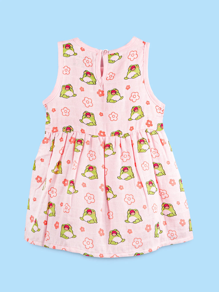 BambooTEC™ Bamboo Muslin Girls Frock – Floral & Frog Print | Pack of 2